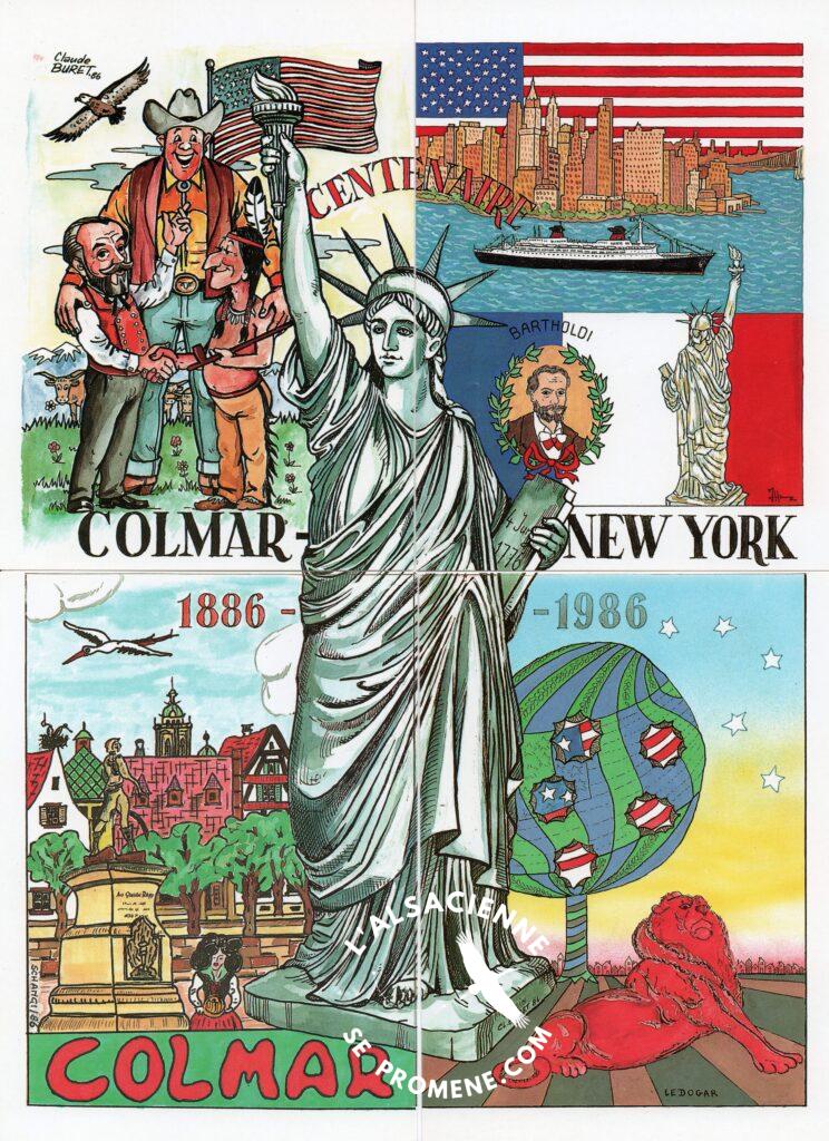 Postcard from Colmar commemorating the 100th anniversary of the Statue of Liberty